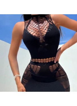 Hollowed-Out Mini Dress