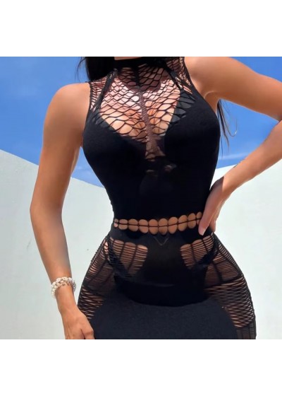 Hollowed-Out Mini Dress