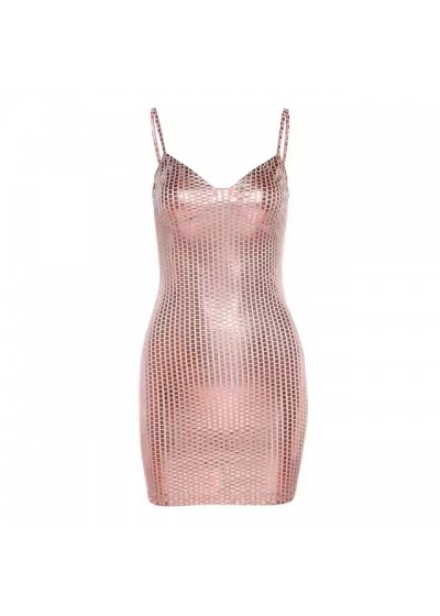 Nightclub Checkered Sequins Mini Dress