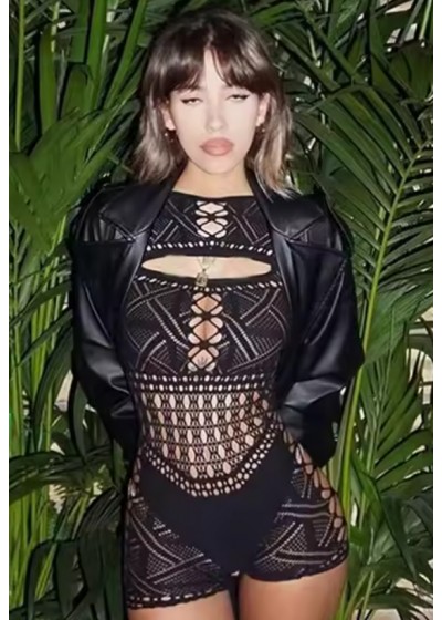 Mesh & Net Long Sleeve Romper