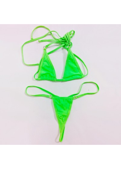 Lime-Green Tiny Thong Bikini